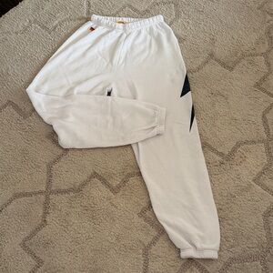 Aviator Nation White Joggers with Black Accents